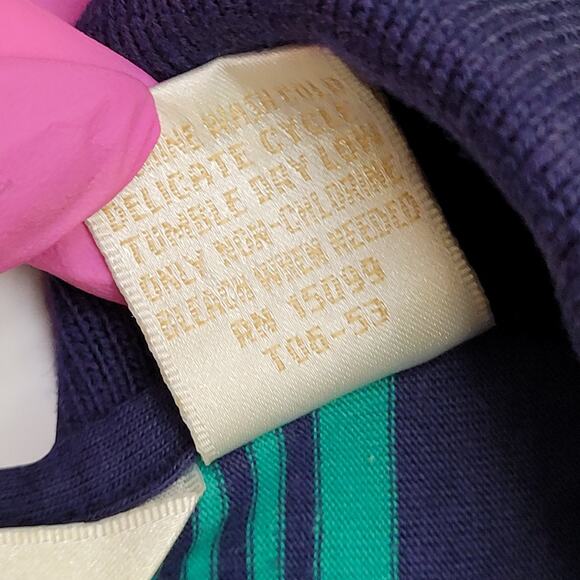 Vintage 90s Arnold-Palmer Stripes Polo Shirt Large 22x27 Blue Green - Picture 5 of 11